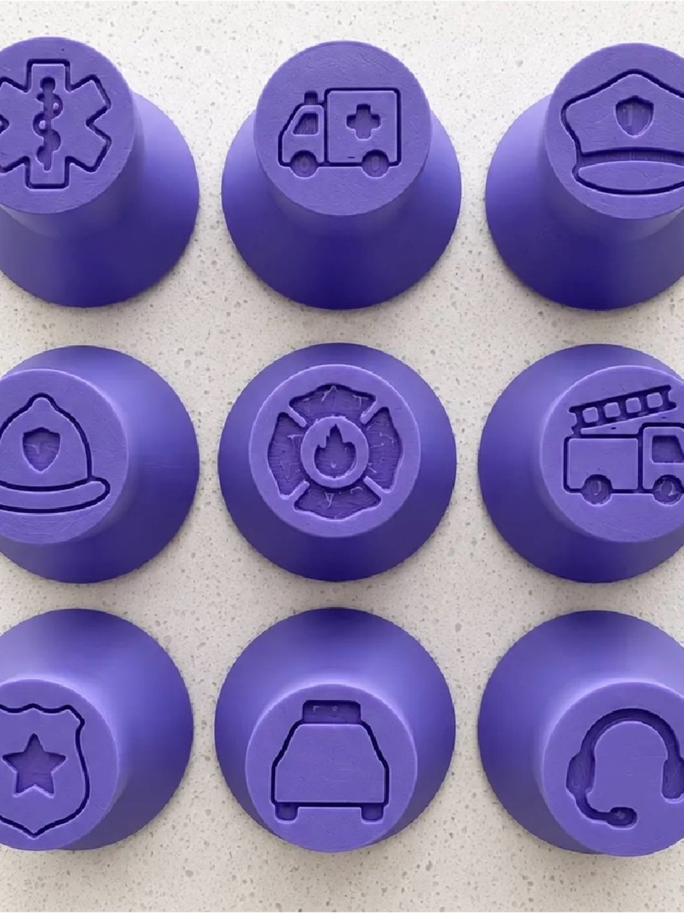 Purple Emergency Vehicles & Helpers Play Dough Stamp Set for Kids- New!